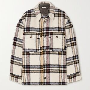 Stylish Plaid Shirt Jacket in Cream and Black